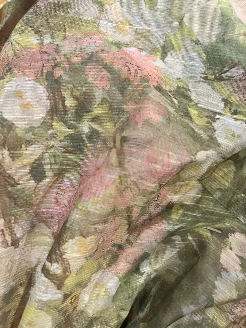 L’ATISTE Floral Sheer Maxi Dress Belted Bishop Sleeves Gold Buttons Size M NWT - Picture 9 of 13
